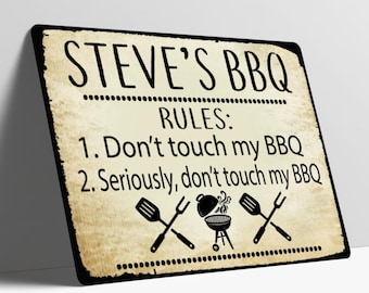 BBQ-Regeln Schild Aus Metall – Wanddekoration „Don’t Touch My BBQ“, 20x30 Cm, Wetterfest