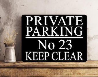 Personalised Private Parking Wall Sign Gift Present Home House Keep Clear Black Background Wall Plaque