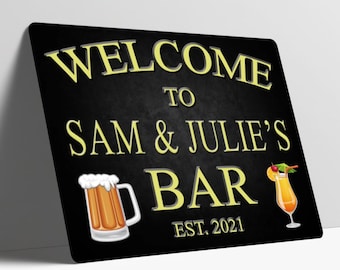 Placa de parede de barra de metal personalizada, presente para amigos, jardim, cerveja à prova d'água - escolha de 4 cores