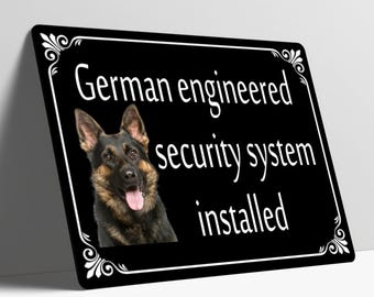 Funny German Shepherd Security Metal Sign Gift Waterproof Garage Parking Outdoor Your Image Can Be Added
