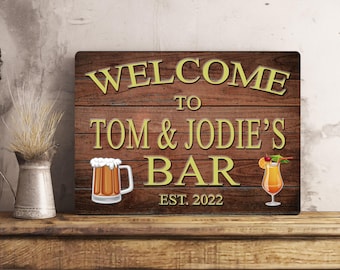 Personalised Metal Bar Wall Sign Gift Present Friends Garden Waterproof Beer Wall Plaque
