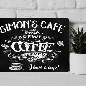 Letrero de pared de metal personalizado, estilo pizarra, para cafetería, retro, vintage