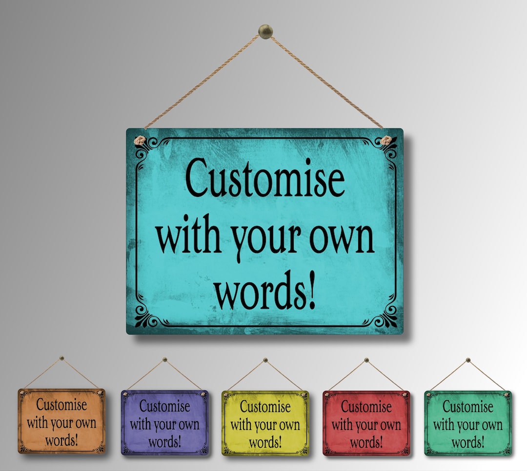 Custom Distressed Metal Sign Personalised Colour Hanging Plaque Gifts ...