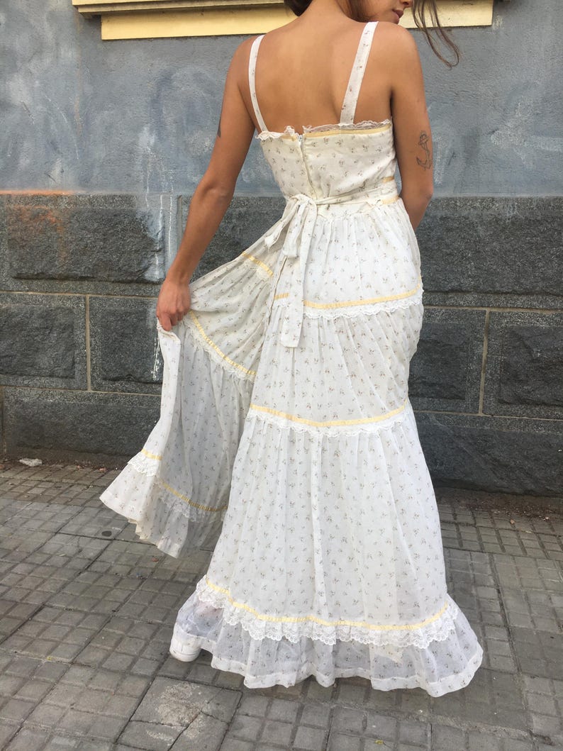 Intage Gunne Sax by Jessica 70s Prairie Maxi Dress — Ivory Cotton ...