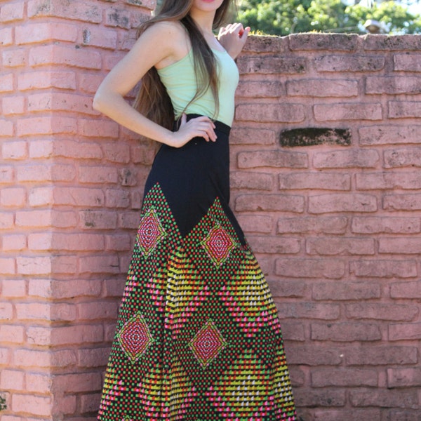 Reserved for Beverly Mr Dino 1960s Maxi Skirt Psychedelic Print Festival Designer Skirt Size Small