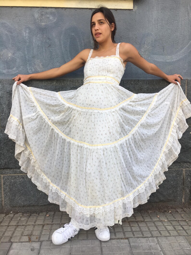 Intage Gunne Sax by Jessica 70s Prairie Maxi Dress — Ivory Cotton ...