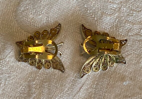Vintage butterfly earrings, 800 silver & gold pla… - image 3