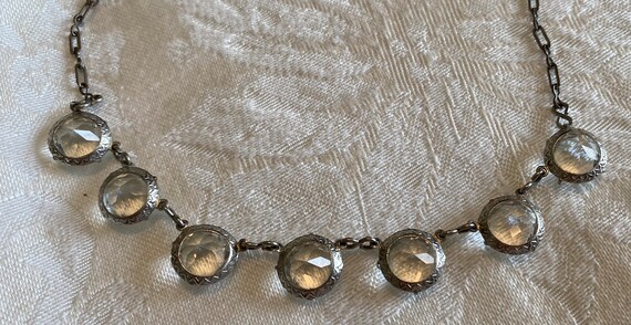 Vintage choker necklace, silver tone metal, many … - image 3