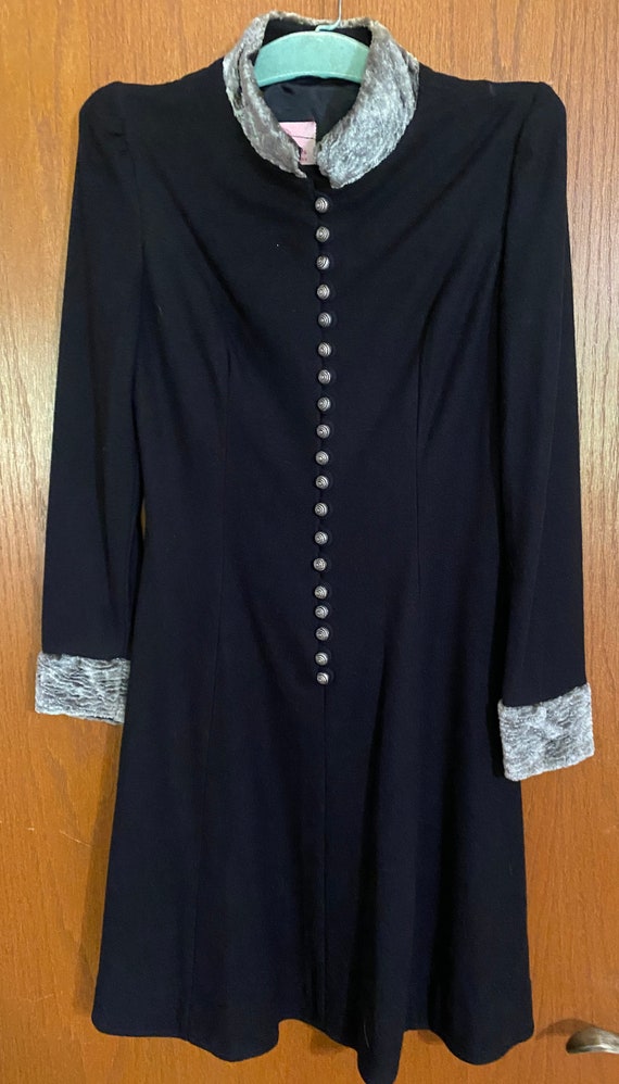 Vintage 1960s Tammy Andrews dress, black knit, fau