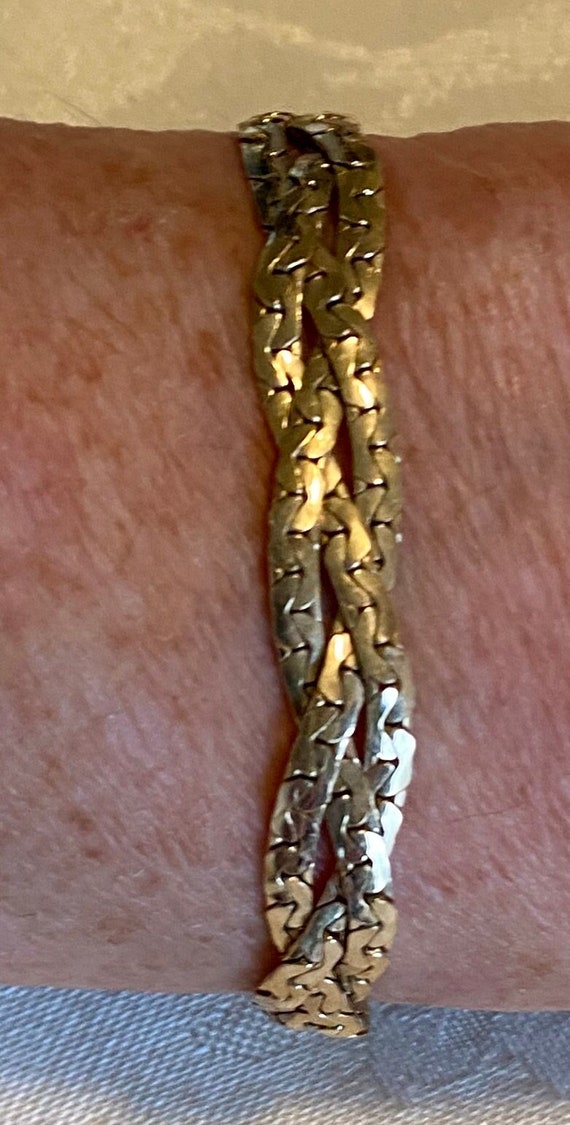 Vintage Krementz braided gold tone bracelet, signe