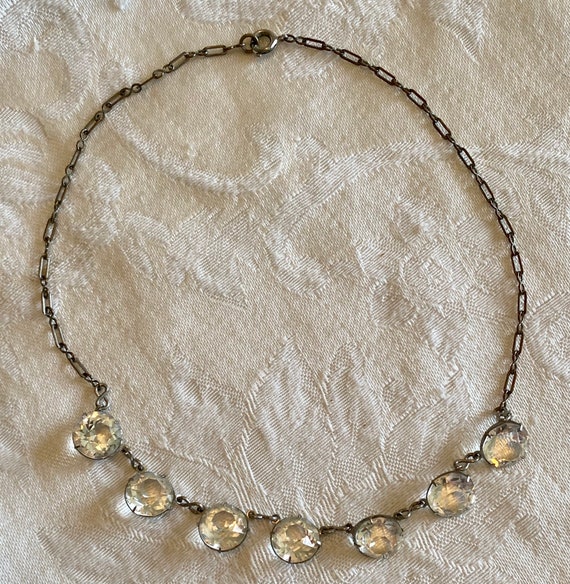 Vintage choker necklace, silver tone metal, many … - image 2