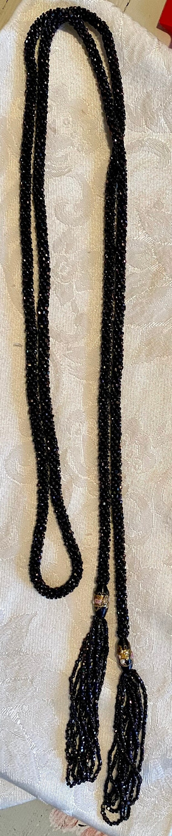 Vintage flapper style beads, black glass seed bead
