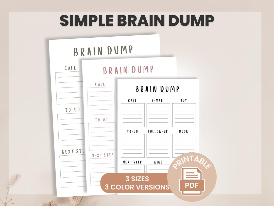 Brain Dump Sheet Printable PDF · Mind Clarity Planner Page · Instant ...