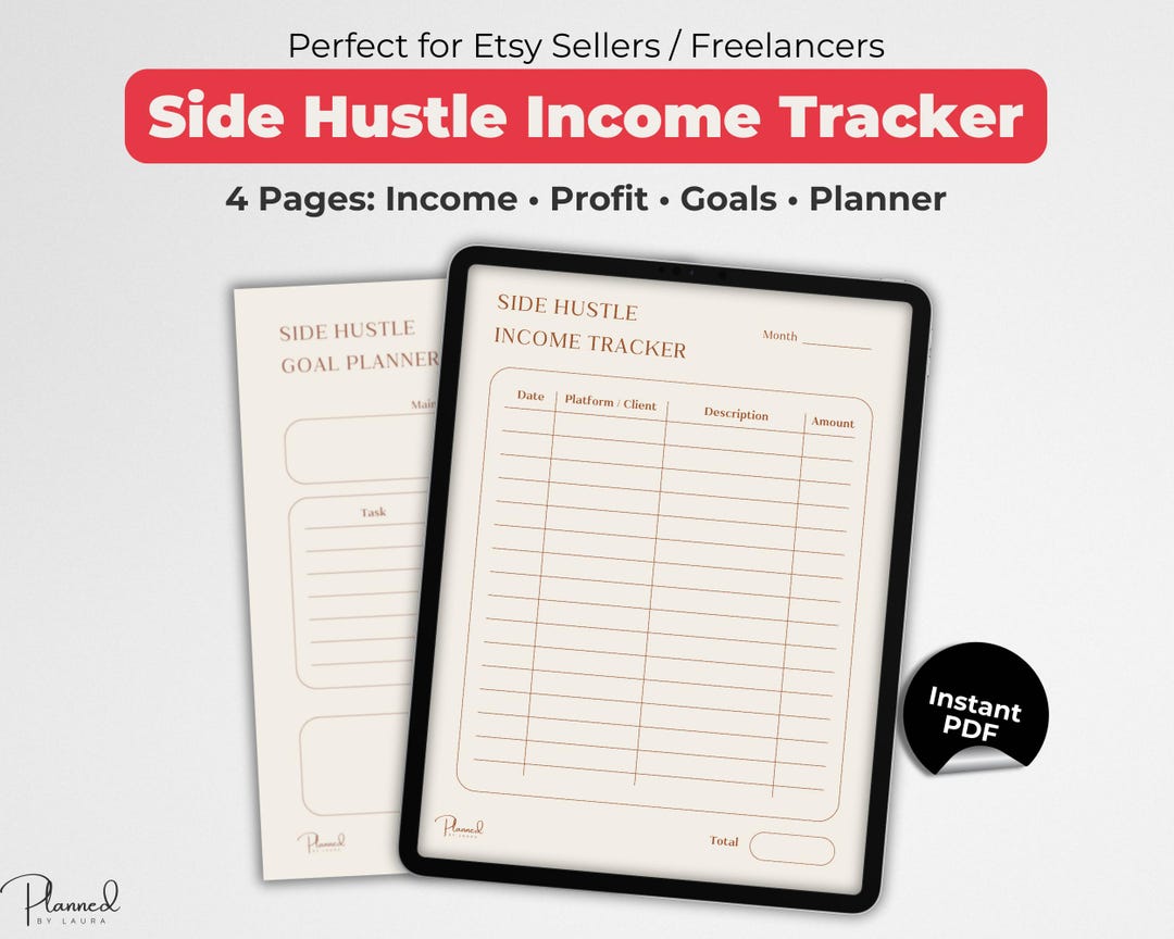 Side Hustle Income Tracker Printable | Expense & Profit Planner | Small ...