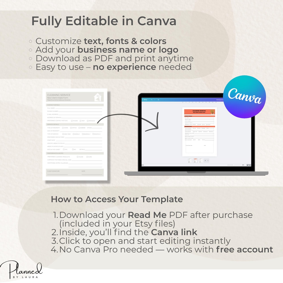 Cleaning Client Intake Form Canva Template – Editable House Cleaning ...