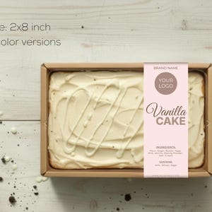 Mini Cake Tin Label, Cottage Food Wrap Label, Bakery Packaging ...
