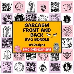 Ensemble SVG sarcastique recto et verso | Designs de T-shirt à capuche amusants | Fichiers de coupe non sexiste | Cricut & Silhouette PNG SVG