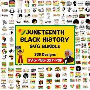 Lot SVG du 17 juin | Mois de l'histoire des Noirs | Citations afro-américaines PNG DXF | Fichiers coupés mélanine fierté pour Cricut & Silhouette