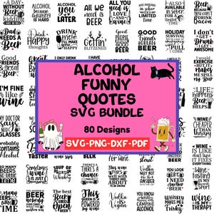 Alcohol grappige citaten SVG-bundel | Drinkspreuken gesneden bestanden voor Cricut & Silhouette | Humorontwerpen feest, bar, wijn, bier