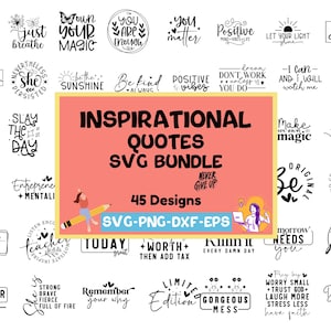 Pacchetto SVG ispiratori / Citazioni motivazionali SVG / Detti positivi / File di taglio Silhouette per Cricut / Disegni SVG edificanti