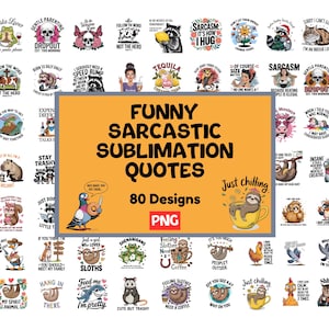 Bundle sublimation sarcastique drôle, impertinentes citations PNG, dictons spirituels pour chemises, téléchargement numérique, sublimation PNG pour Cricut et presse
