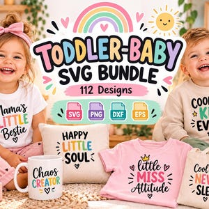 SVG-Bundle für Kleinkinder, 112 lustige Kinderzitate, Baby-Shirt-Designs für Cricut