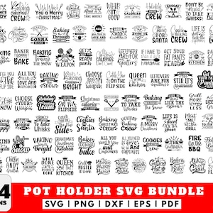 104 Funny Kitchen SVG Bundle, Pot Holder SVG, Kitchen Quotes, Baking and Cooking SVG, Towel Designs, Bbq Grill, Cricut and Sublimation Png