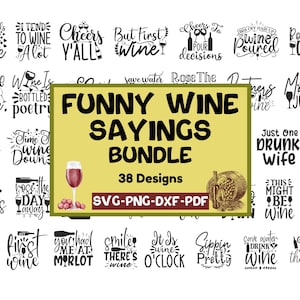 Wine Quotes SVG-bundel, grappige wijnspreuken Svg, Alcohol Svg, voor Cricut & silhouet ontwerpen, sublimatie ontwerpen, lasergegraveerd