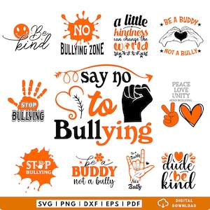 Unity Day SVG Bundle, Anti Bullying Shirt SVG, Be Kind School SVG, Stop Bullying Designs, Orange Shirt Day Svg, Classroom Cricut Files
