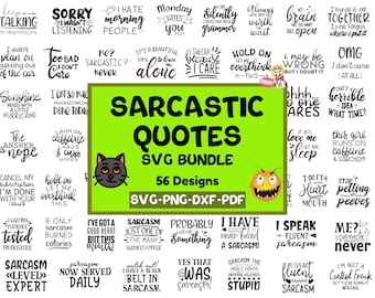 56 sarkastische Zitate SVG Bundle, sarkastische Sprüche, lustige SVG für Cricut & Silhouette Designs, Sublimationsdesigns, lasergraviert