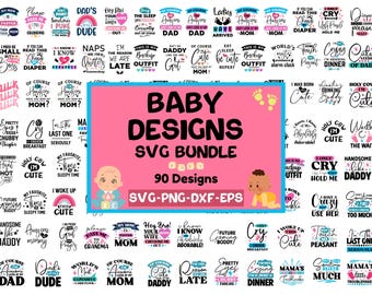 Paquete SVG para bebé, SVG para baby shower, paquete SVG para recién nacido, paquete de frases para bebé, SVG con frases lindas para bebé, SVG divertido para bebé, SVG para bebé niño niña, PNG