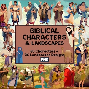 Biblical Figures Clipart PNG | Christian Character Illustrations | Bible Story Images | Religious Sublimation Graphics | Instant Download