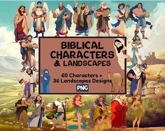 Biblical Figures Clipart PNG | Christian Character Illustrations | Bible Story Images | Religious Sublimation Graphics | Instant Download
