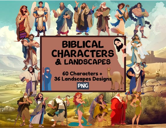 Biblical Figures Clipart PNG | Christian Character Illustrations | Bible Story Images | Religious Sublimation Graphics | Instant Download