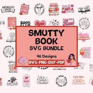 Schmutziges Buch SVG-Bundle | Spicy Romanze Reader SVGs | Bücherwurm Clipart | Buchliebhaber Cricut-Dateien | Png svg Dxf für Stickers & Tees