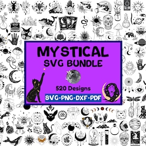 Mystisches SVG-Bundle | Witchy Boho SVG | Himmlische Mond Clipart | Spirituelle Magie Cut Files für Cricut & Silhouette | Digitaler Download