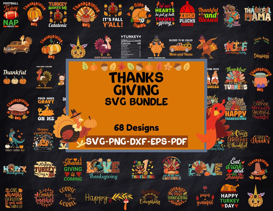 Thanksgiving SVG Bundle | Fall Quotes, Turkey, Pumpkin Pie, Autumn ...