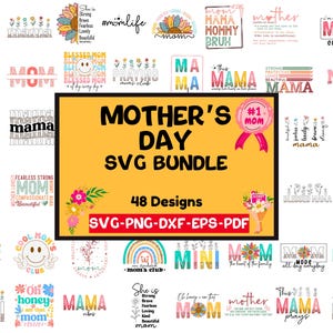 Mother's Day SVG Bundle | Mom Life Quotes | Cute Mother's Day Designs for Cricut & Silhouette | Png, Svg, Dxf, Eps, Pdf Files for DIY Gifts