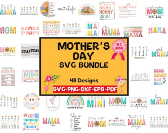 Mother's Day SVG Bundle | Mom Life Quotes | Cute Mother's Day Designs for Cricut & Silhouette | Png, Svg, Dxf, Eps, Pdf Files for DIY Gifts