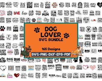 Dog Lover SVG Bundle | Dog Mom Quotes, Paw Print Clipart, Funny Puppy Sayings | Cricut & Silhouette Cut Files, SVG PNG Dxf