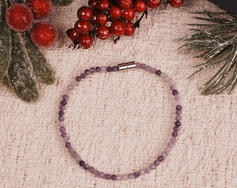 Lilac Crystal Beaded Bracelet: Handmade Pastel Purple Magnetic Clasp Jewelry
