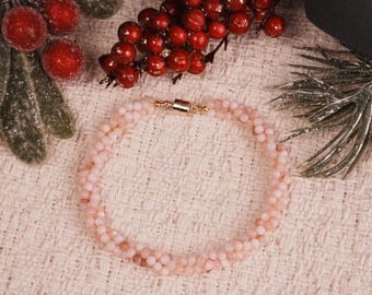 Pink Opal Bracelet Dainty Beaded Bracelet- Everyday Minimalist Jewelry