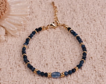 Minimalist Blue Lace Agate Gemstone Bracelet – Calming & Soothing Gift- Birthday or Christmas Present