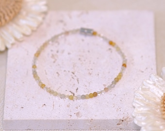 Tiny Beads Golden Rutilated Quartz Bracelet – Minimalist Gemstone Jewelry for Her