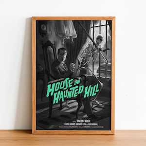 House on Haunted Hill 1959 – Vintage Horror Movie Poster – Digital Instant Download – Creepy Haunted House Film Artwork, Printable Wall Art