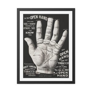 Open Hand Palm Reading Illustration – Vintage Fortune Telling Art – High Resolution Digital Download