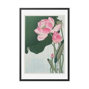 Blooming Lotus Flowers (1920–1930) by Ohara Koson – High Resolution Digital Download, Japanese Botanical Wall Art Print