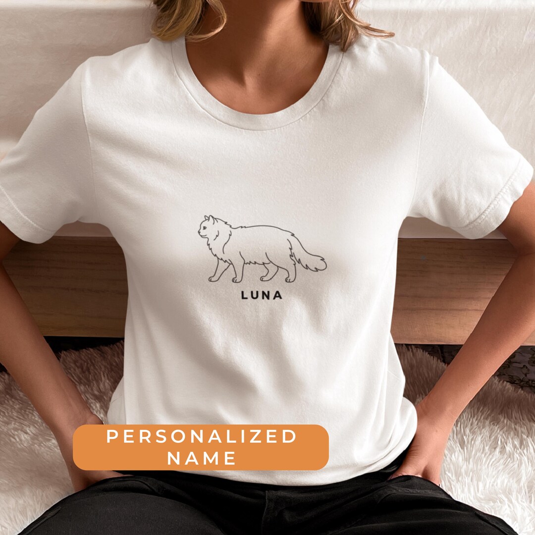 Minimalist Ragdoll Cat Outline Shirt - Personalized Cat Name T-shirt ...