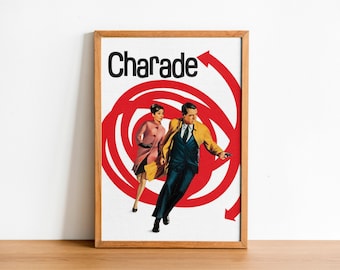 Charade (1963) – Vintage Mystery Movie Poster Digital Download – Audrey Hepburn & Cary Grant – Retro Collectible Wall Art