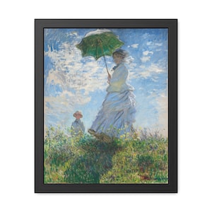 Claude Monet&#39;s Madame Monet und ihr Sohn (1875) - berühmtes impressionistisches Gemälde - Frau mit Sonnenschirm - Vintage Wandkunst Dekor